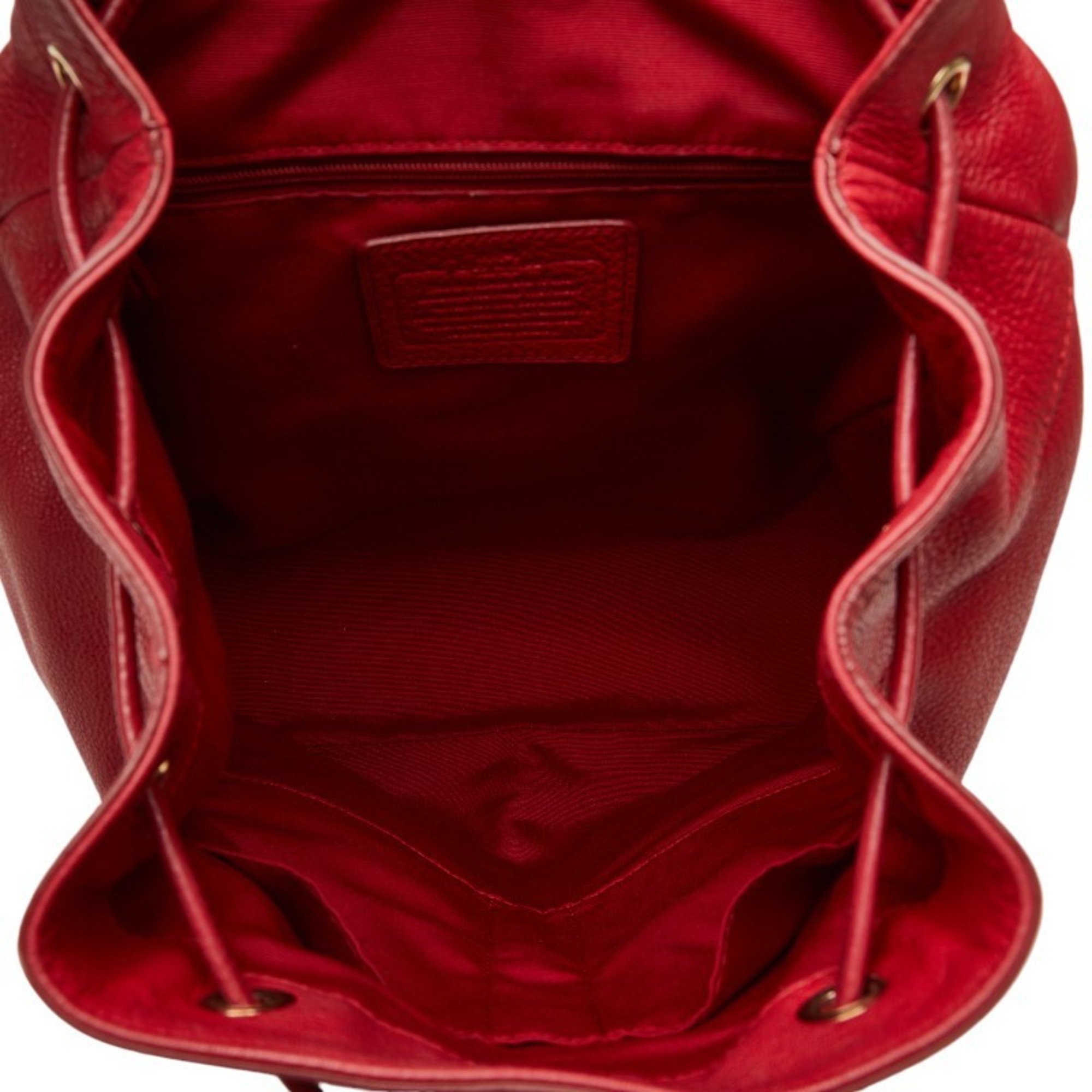 COACH Backpack Red Leather Women's