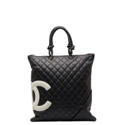 Chanel Matelasse Cambon Line Coco Mark Handbag Tote Bag Black White Leather Women's CHANEL
