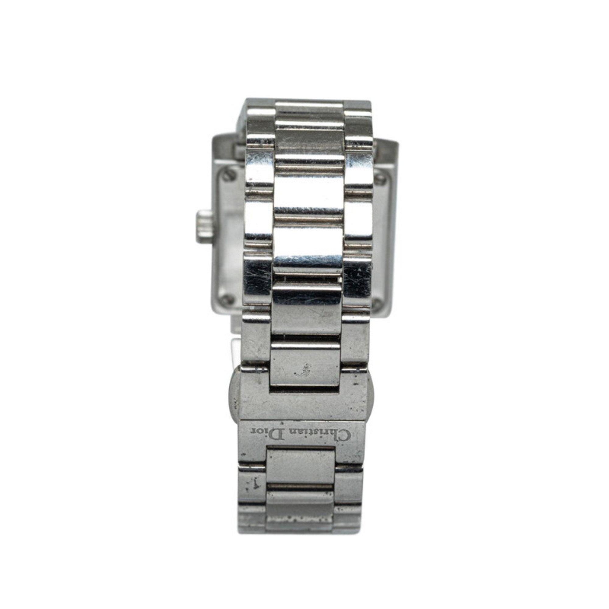 Dior Riva Diamond Bezel 21P Watch D98-1014 Quartz White Dial Stainless Steel Women's