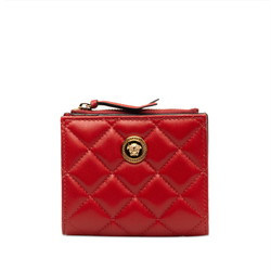Versace Medusa Bi-fold Wallet Compact Red Gold Leather Women's VERSACE