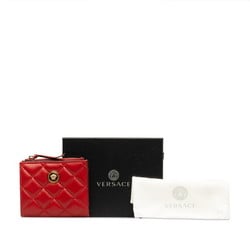 Versace Medusa Bi-fold Wallet Compact Red Gold Leather Women's VERSACE