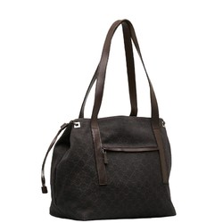 Gucci GG Canvas Tote Bag Shoulder 30501 Black Brown Leather Women's GUCCI