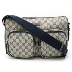 GUCCI GG Supreme Plus Shoulder Bag PVC Leather Beige Navy 246881