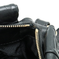 PRADA Gathered Tote Bag Handbag Shoulder Leather NERO Black BN1336