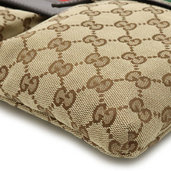 GUCCI Gucci GG Canvas Sherry Line Body Bag Waist Pouch Hip Leather Khaki Beige Dark Brown 28566