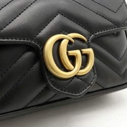 GUCCI GG Marmont Quilted Leather Super Bag Chain Shoulder Black 476433