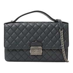 Chanel CHANEL Bag CC University Matelasse Women's Shoulder Handbag 2way Leather Dark Green Chain
