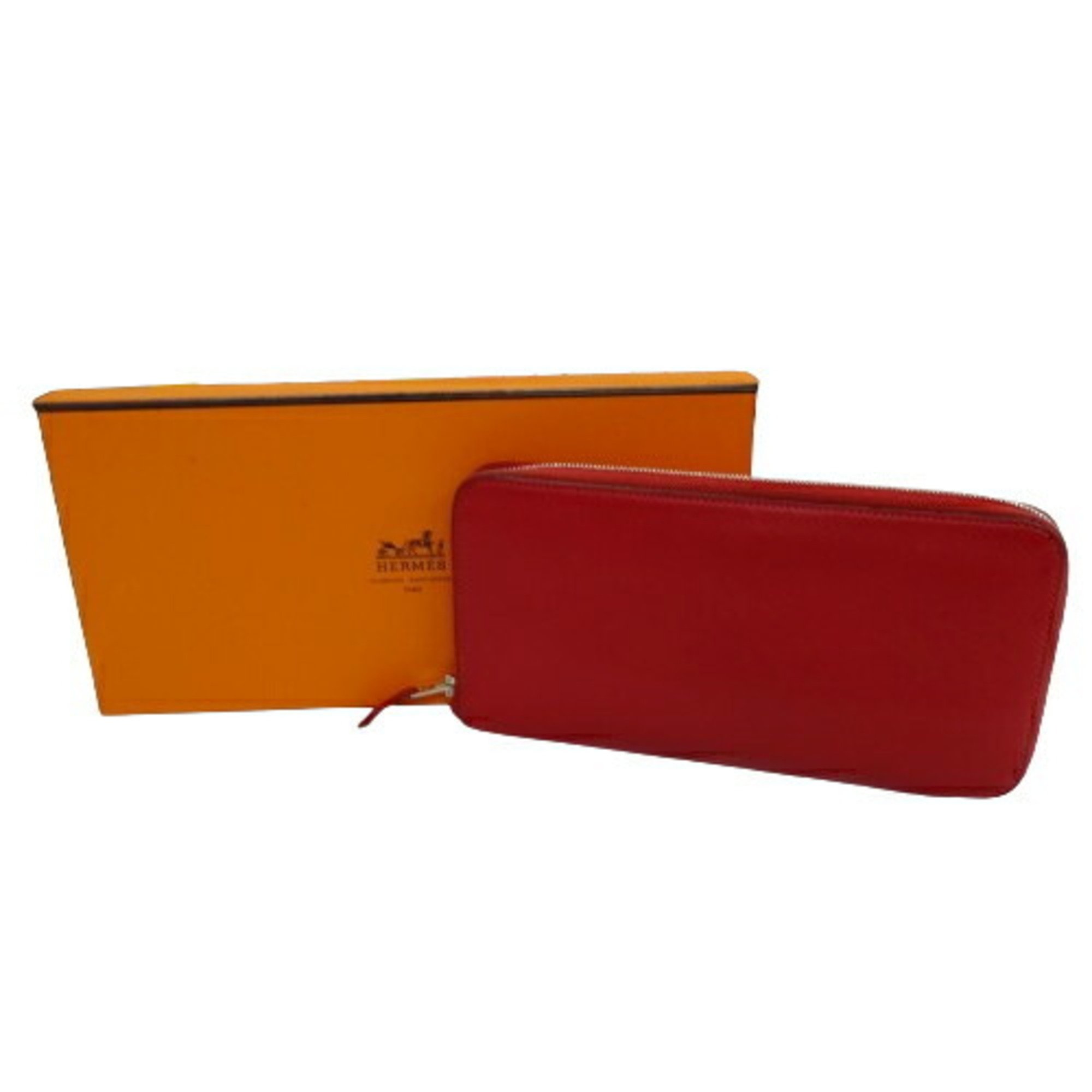 Hermes HERMES Wallet Women's Men's Long Azap Silk In Classic Veau Epsom Rouge Kazak □P Round