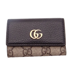 GUCCI Key Case for Women and Men Leather Petit Marmont GG Supreme 6-Row Black Grey