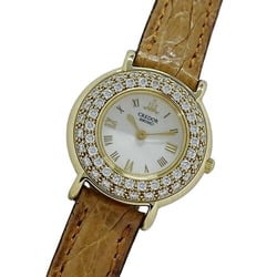 Seiko Credor 1E70-0AD0 Ladies' Watch Diamond Quartz 18KT Leather Round Polished