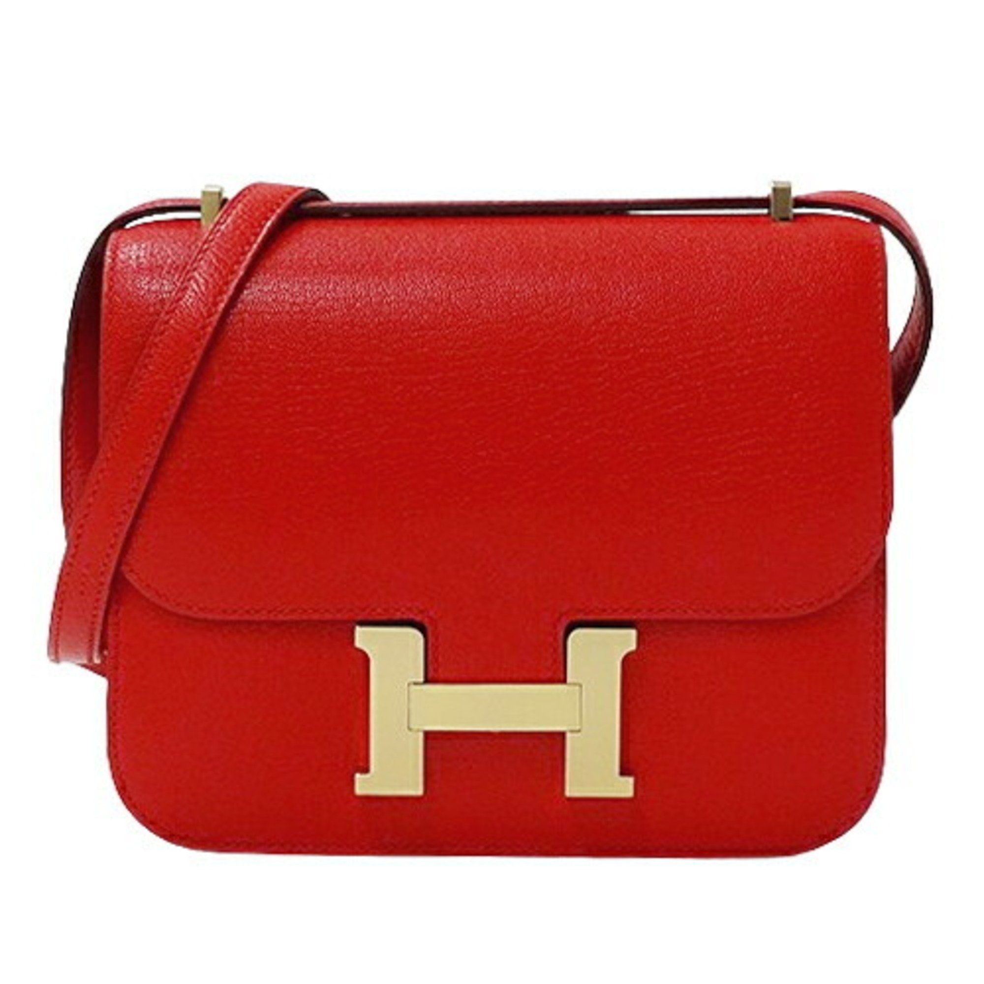 Hermes HERMES Bag Women's Shoulder Constance 3 Miroir Chevre Rouge Coeur Red Compact B Stamp