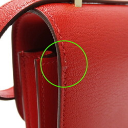 Hermes HERMES Bag Women's Shoulder Constance 3 Miroir Chevre Rouge Coeur Red Compact B Stamp