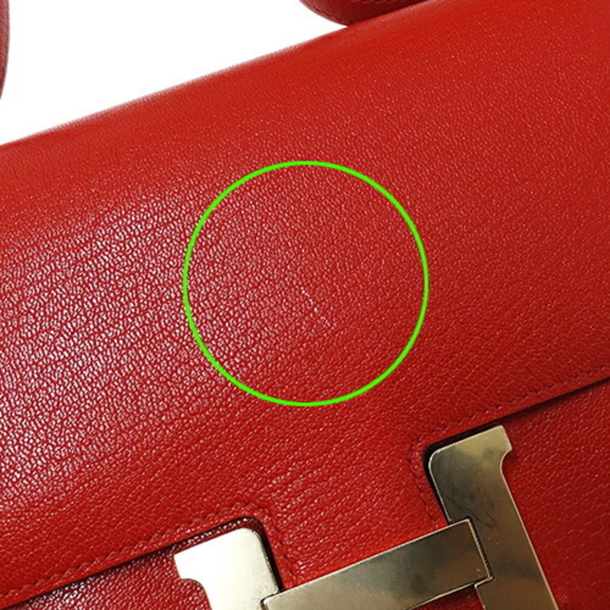 Hermes HERMES Bag Women's Shoulder Constance 3 Miroir Chevre Rouge Coeur Red Compact B Stamp