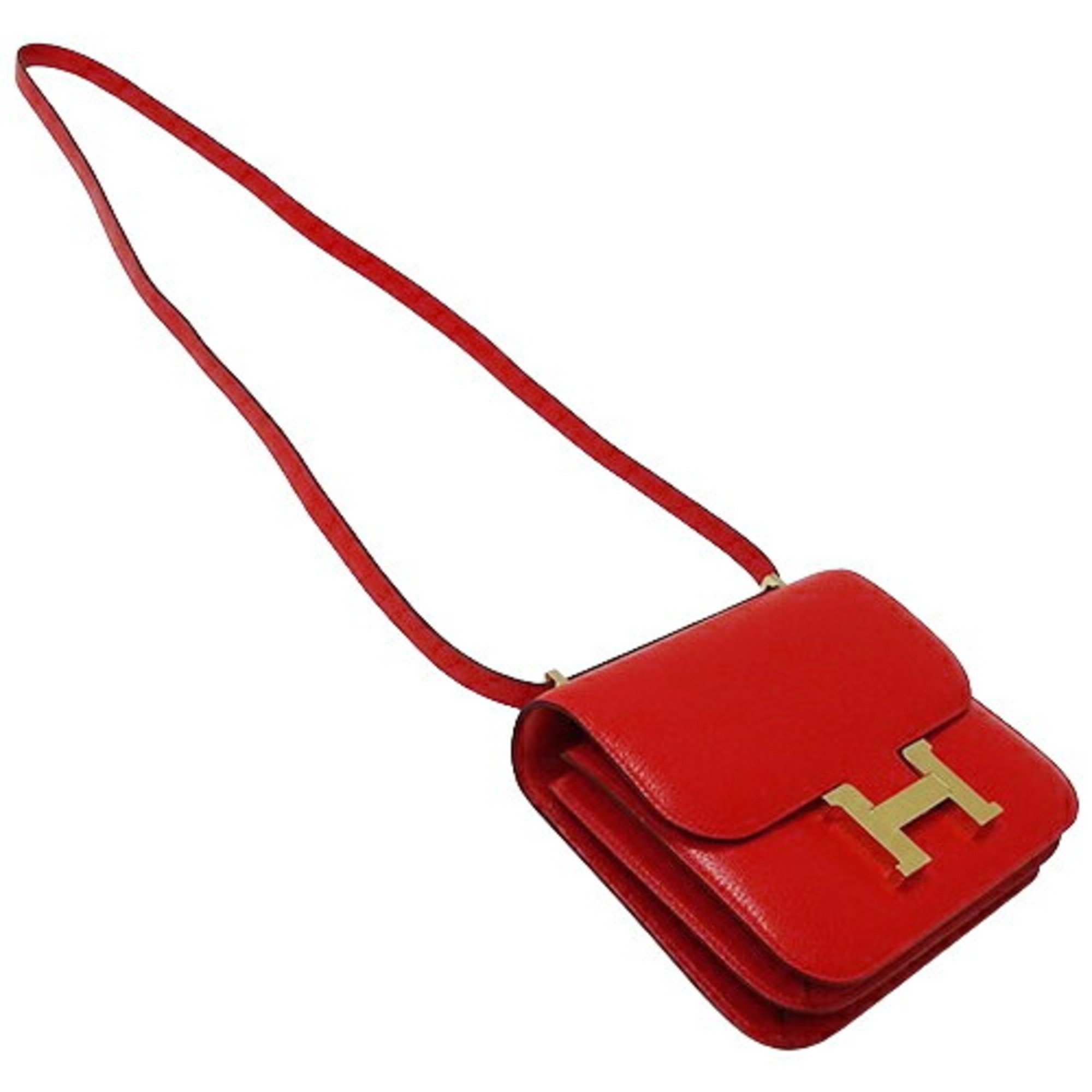 Hermes HERMES Bag Women's Shoulder Constance 3 Miroir Chevre Rouge Coeur Red Compact B Stamp