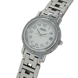Hermes HERMES Watch Ladies Clipper Nacle Shell Date Quartz Stainless Steel SS CL4.210 Silver Round Polished