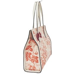 Gucci GUCCI Bag Women's Tote GG Ribbon Herbarium Canvas Pink Ivory 432684 Flower White Shoulder