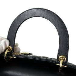 Christian Dior Dior bag for women, handbag, shoulder bag, 2way, Lady Medium Cannage leather, black