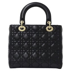 Christian Dior Dior bag for women, handbag, shoulder bag, 2way, Lady Medium Cannage leather, black