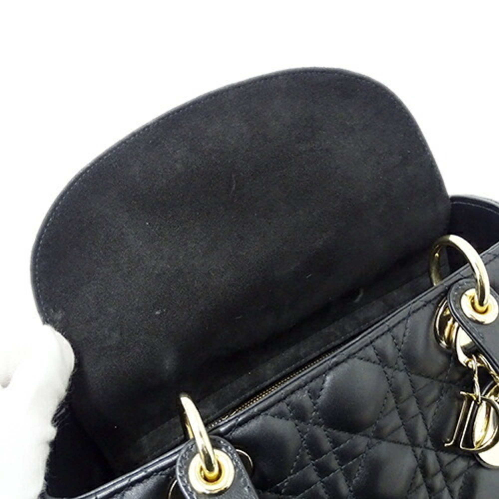 Christian Dior Dior bag for women, handbag, shoulder bag, 2way, Lady Medium Cannage leather, black