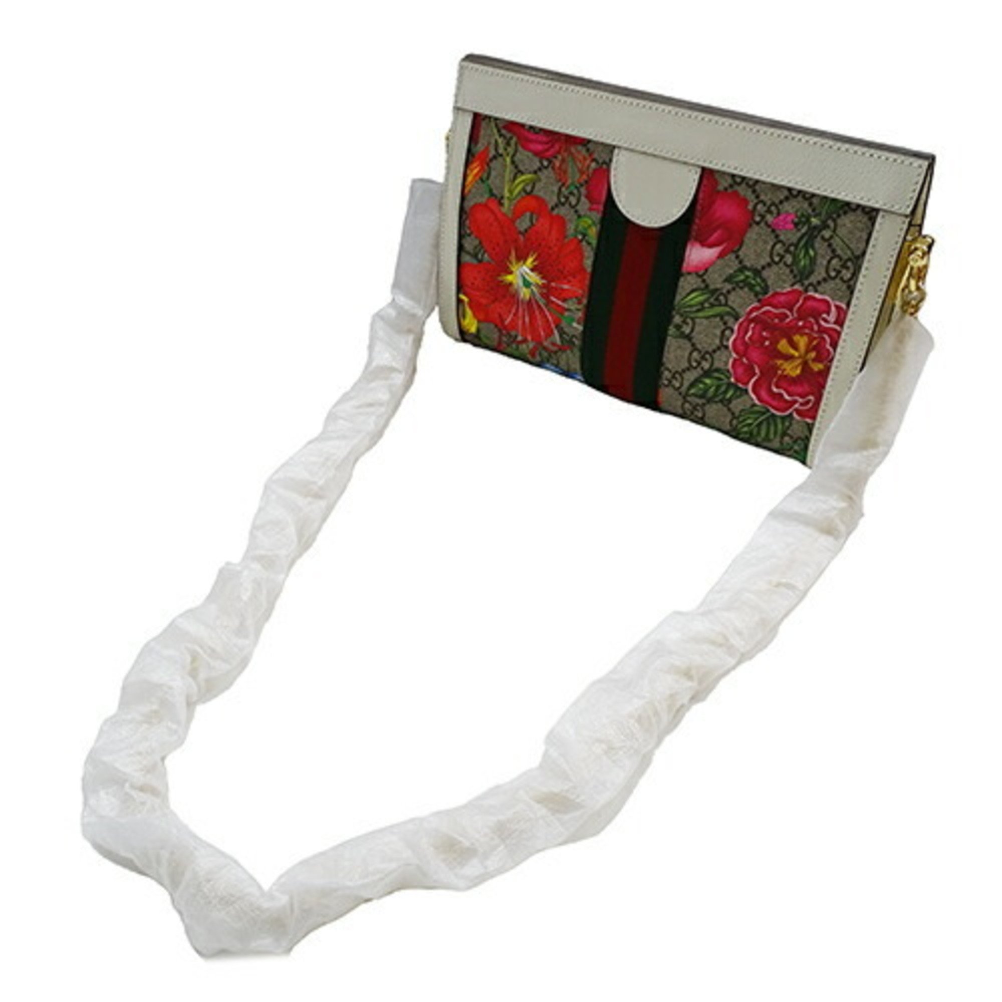 Gucci GUCCI Bag Women's Ophidia GG Flora Chain Shoulder Supreme Canvas Ivory Multi 503877 Flower