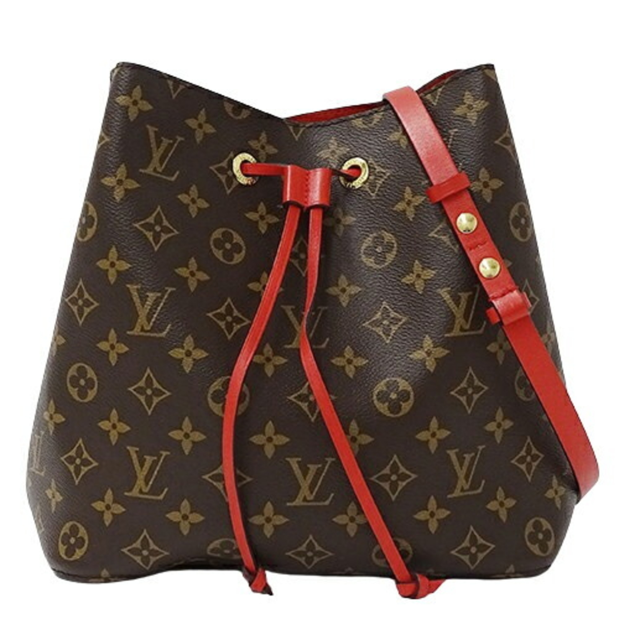 Louis Vuitton LOUIS VUITTON Bag Monogram Women's Shoulder 2way Neo Noe Coquelicot M44021 Brown Red Bucket