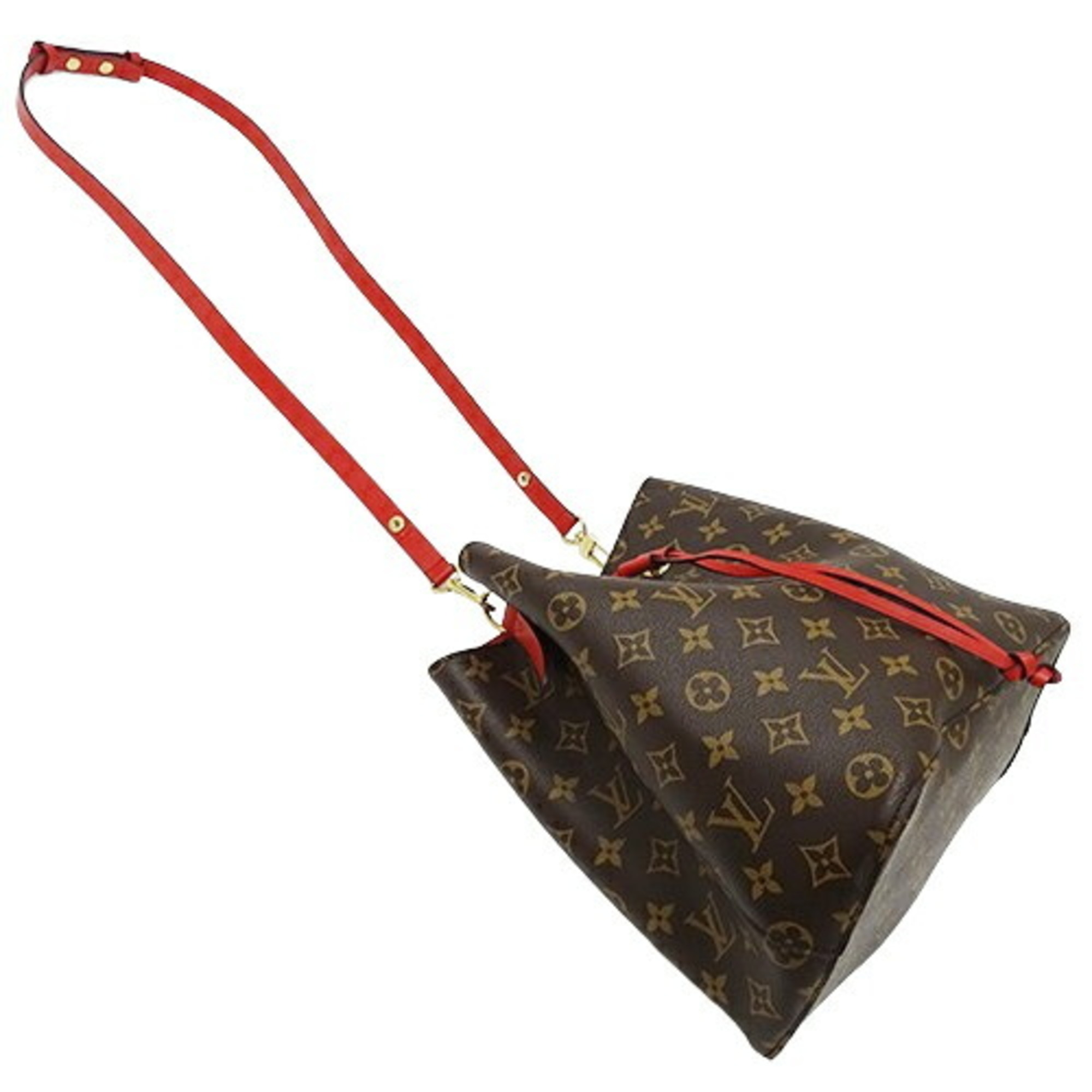 Louis Vuitton LOUIS VUITTON Bag Monogram Women's Shoulder 2way Neo Noe Coquelicot M44021 Brown Red Bucket