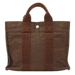 Hermes HERMES Bags Women's Men's Tote Handbags Air Line PM Canvas Chocolate Brown Compact