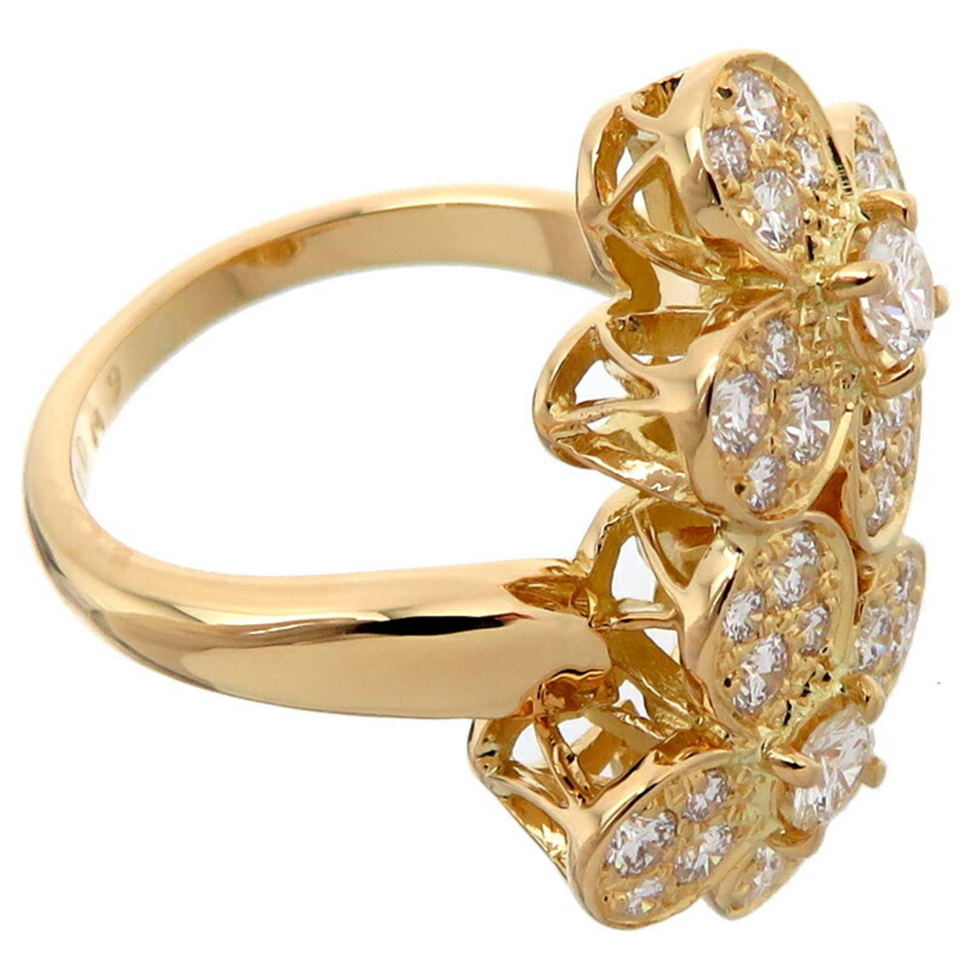 Van Cleef & Arpels Trefle Diamond Women's Ring, 750 Yellow Gold, Size 9