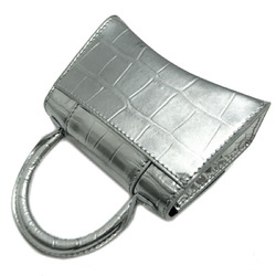 Balenciaga Hourglass Bag Women's Handbag 637372 Calf Metallic Silver