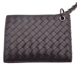 Bottega Veneta Men's Bi-fold Wallet Leather Intrecciato Chain Black Cool