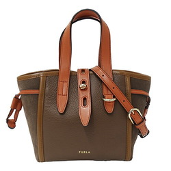 Furla Bag Women's Handbag Shoulder 2way Leather NET Brown Orange Compact