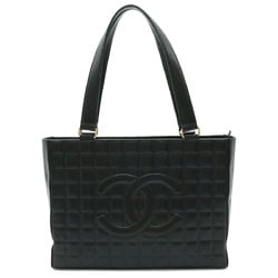 CHANEL Chocolate Bar Coco Mark Tote Bag Shoulder Leather Black A17810