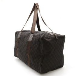 GUCCI GG Canvas Boston Bag Travel Leather Dark Brown 105671