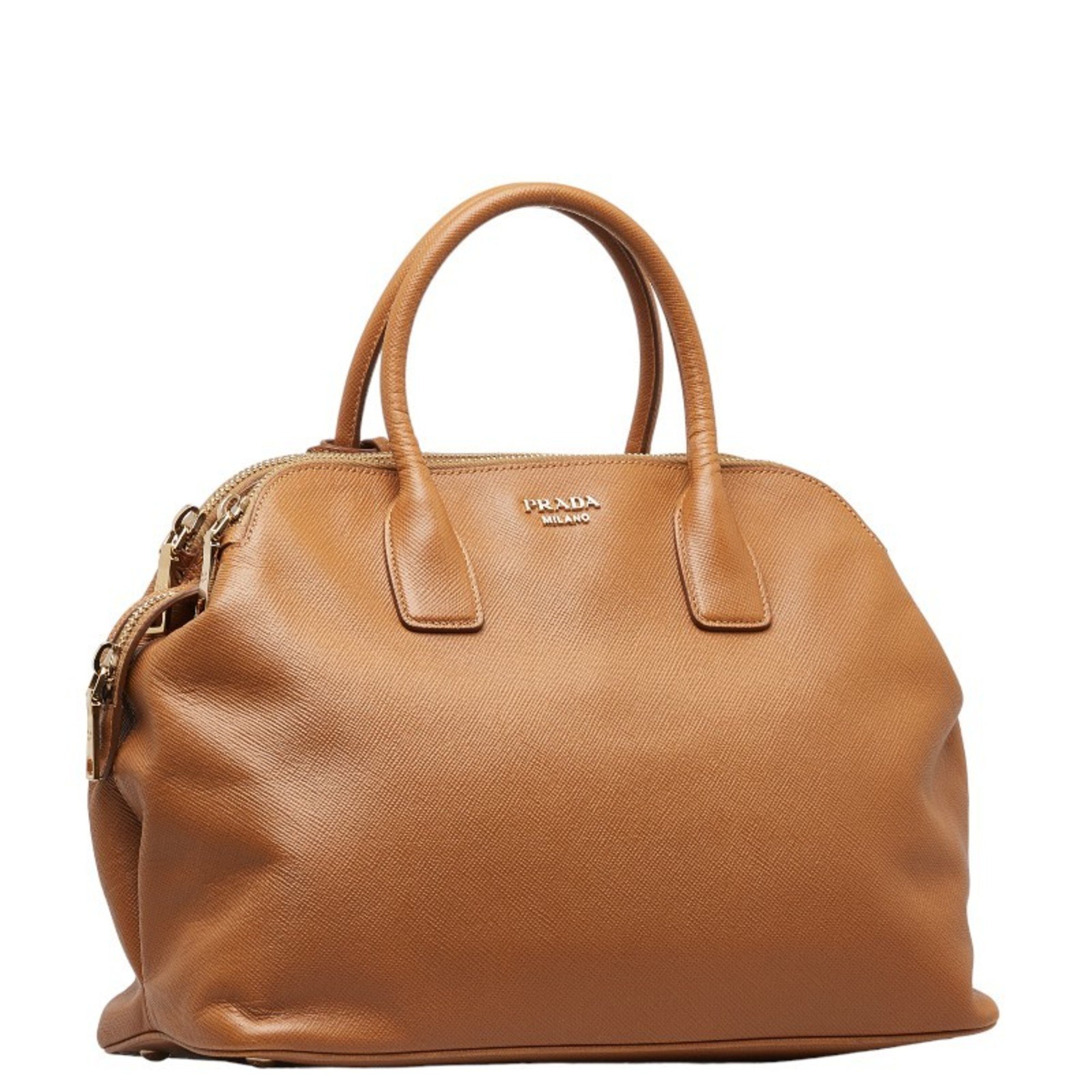 PRADA Handbag Brown Leather Women's