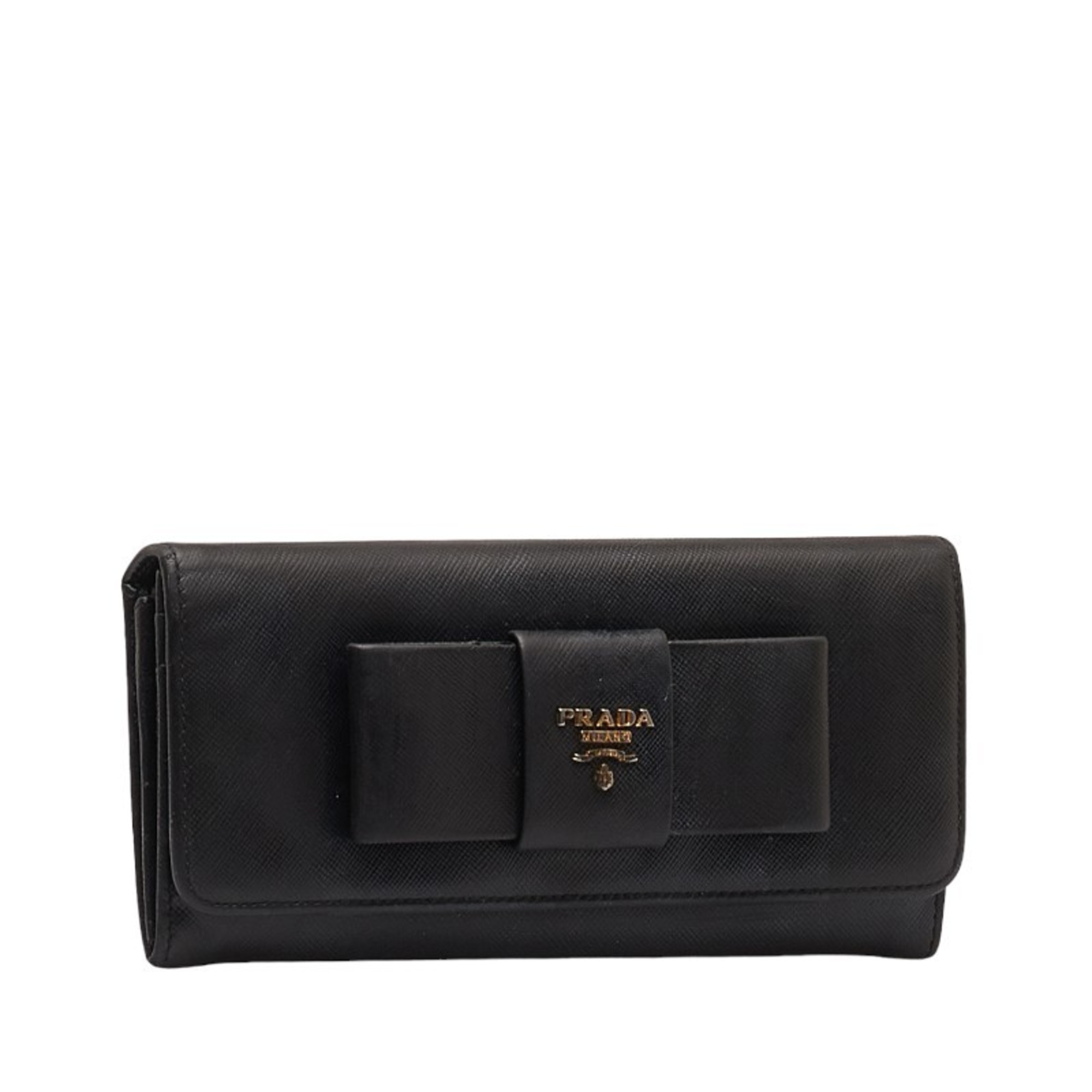 Prada SAFFIANO FIOCCO Saffiano Fiocco Ribbon Long Wallet 1M1132 Black Leather Women's PRADA