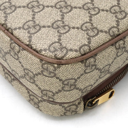 GUCCI Gucci Neo GG Supreme Shoulder Bag Pochette PVC Leather Khaki Beige Dark Brown Yellow 658556