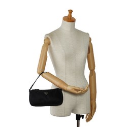 Prada Triangle Plate Handbag Pouch Black Nylon Women's PRADA