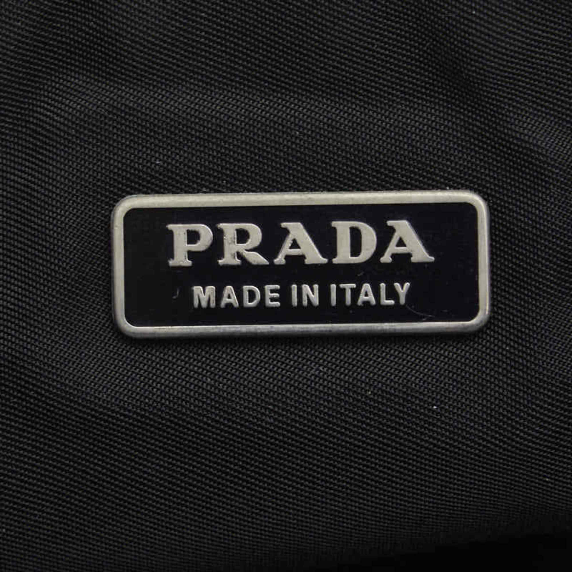 Prada Triangle Plate Handbag Pouch Black Nylon Women's PRADA
