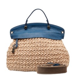 Furla handbag shoulder bag blue beige leather women's