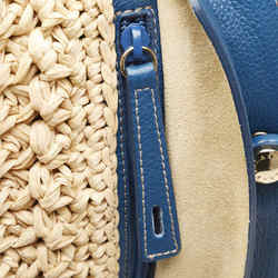 Furla handbag shoulder bag blue beige leather women's