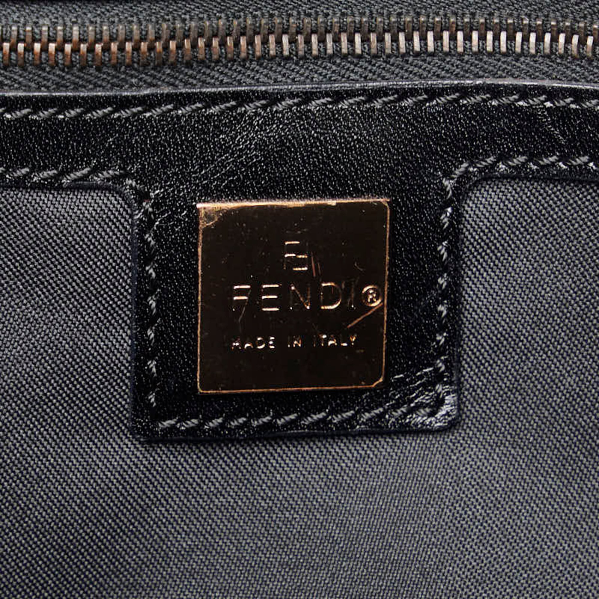 FENDI Zucchino Handbag Tote Bag 8BN003 Brown Canvas Leather Women's