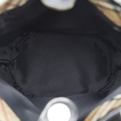 Burberry Nova Check Tote Bag Beige Black Canvas Leather Women's BURBERRY