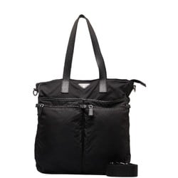 Prada Triangle Plate Tote Bag Shoulder Black Nylon Leather Women's PRADA