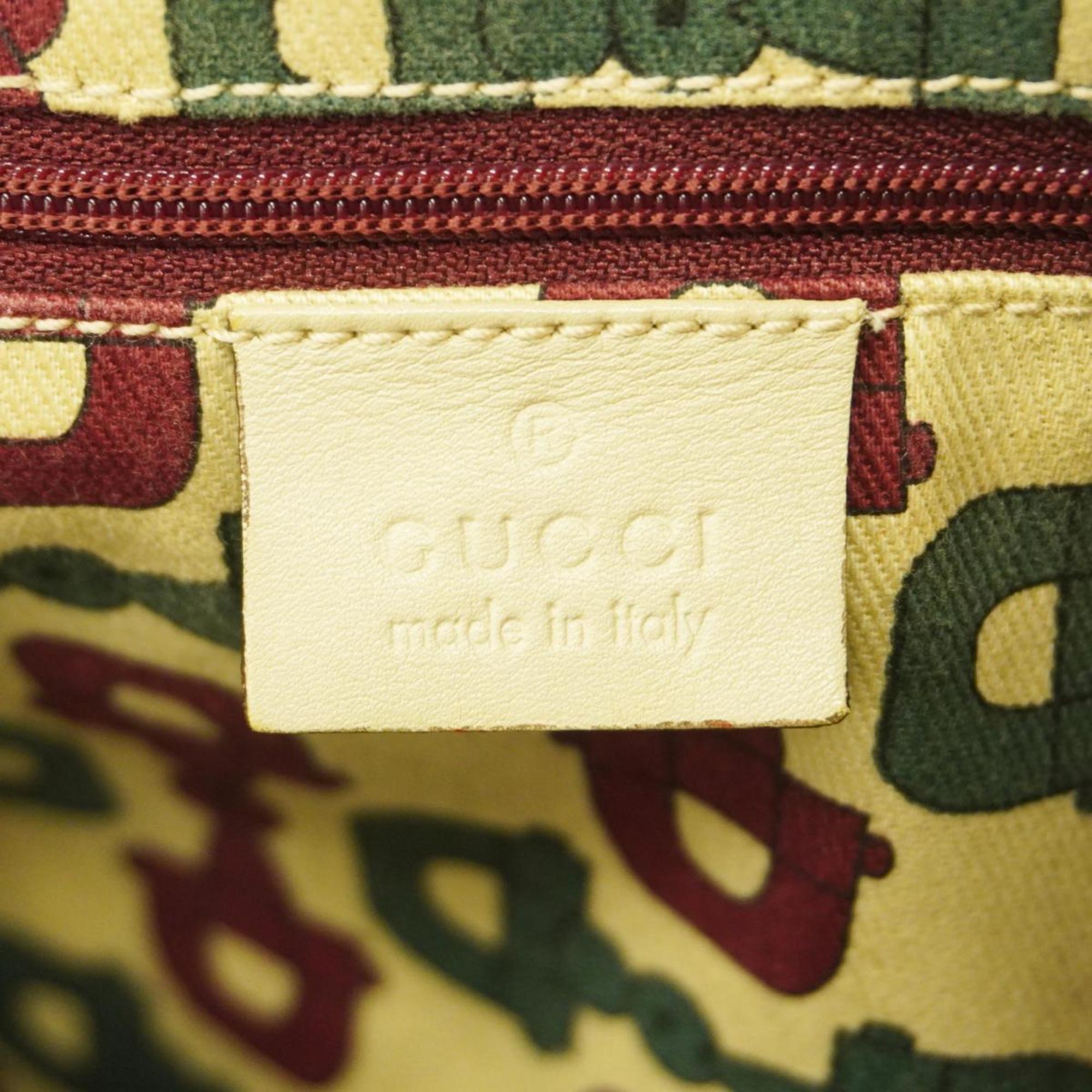 Gucci Tote Bag Guccissima 130736 Leather Ivory Champagne Women's