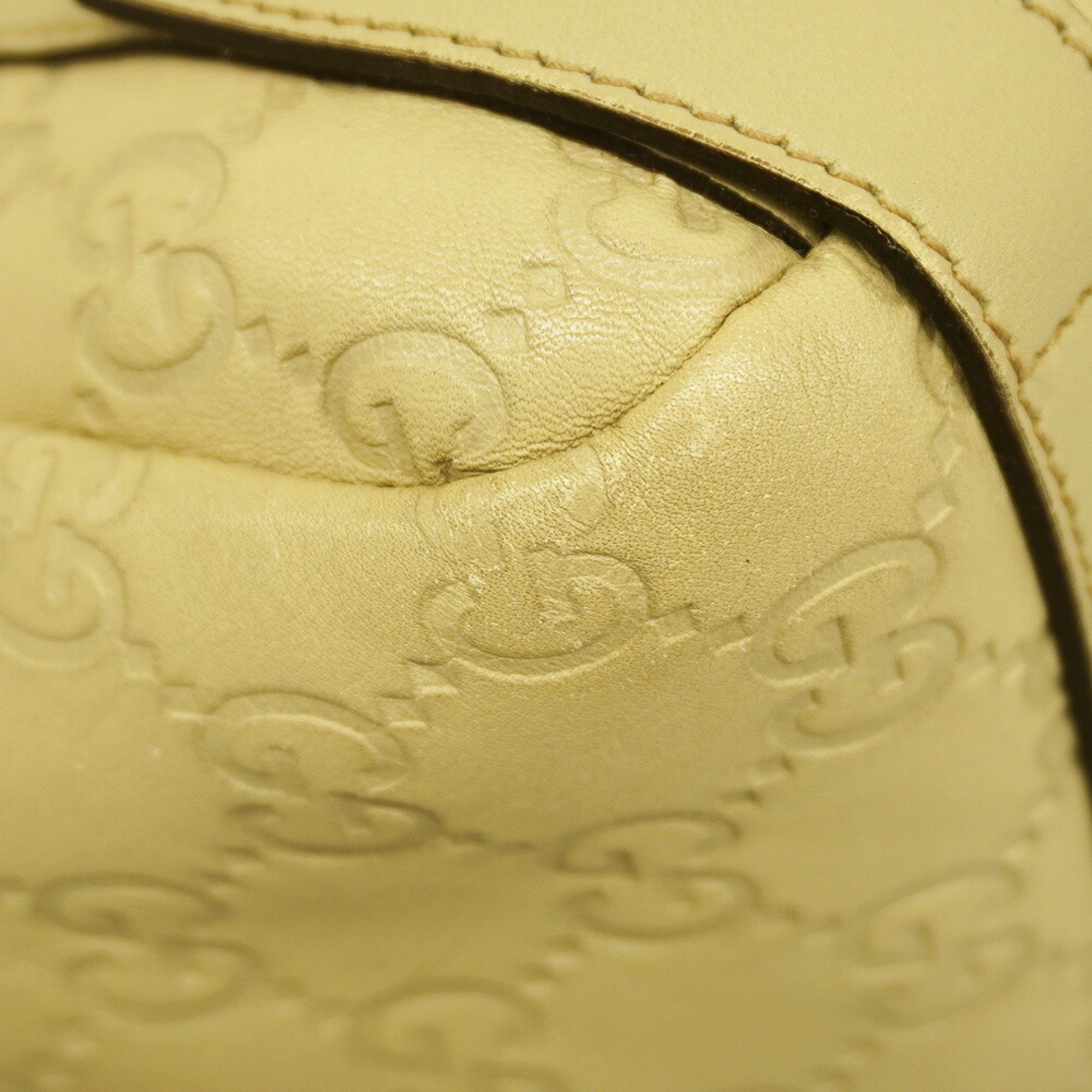 Gucci Tote Bag Guccissima 130736 Leather Ivory Champagne Women's