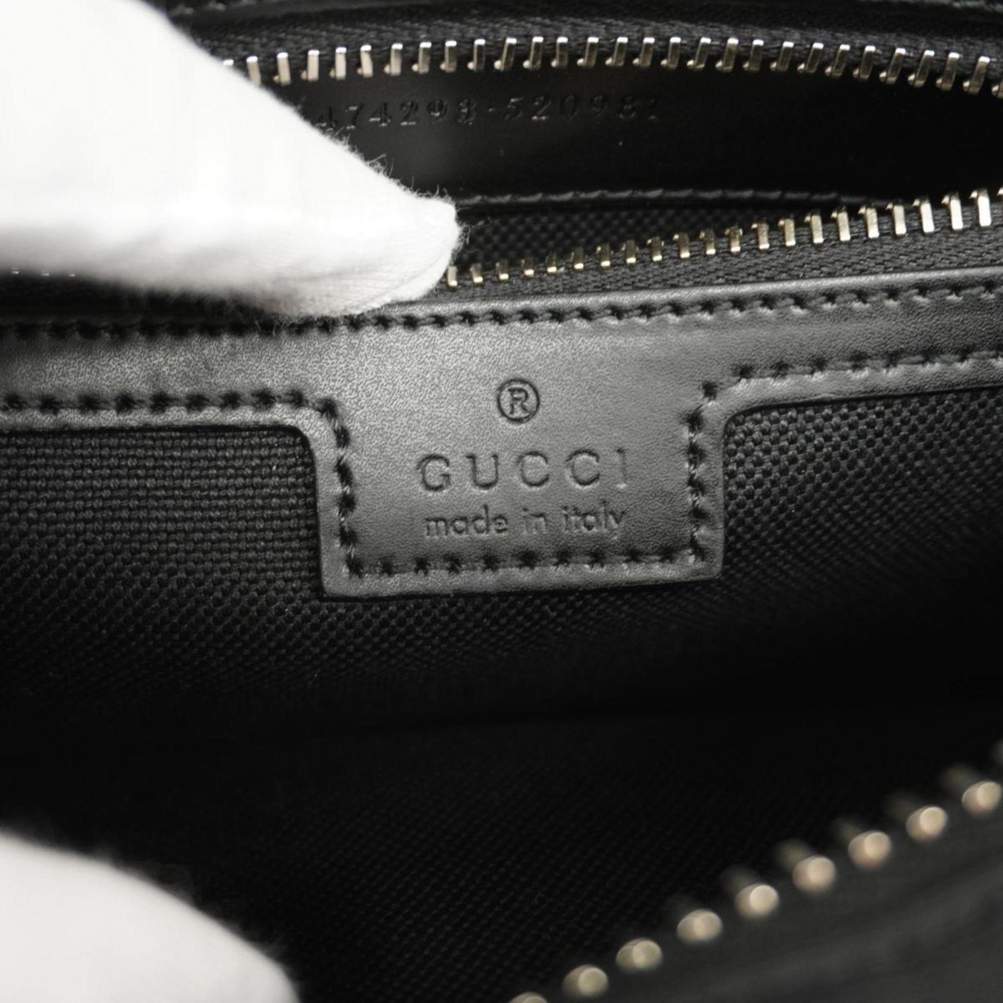 Gucci Body Bag GG Supreme Sherry Line 474293 Leather Black Men's