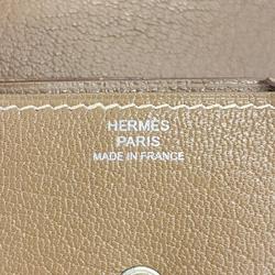 Hermes Wallet/Coin Case Rusoise Sandouze □L Engraved Chevre Etoupe Men's Women's