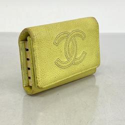 Chanel Key Case Caviar Skin Light Green Women's