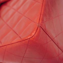 Chanel Shoulder Bag Matelasse Deca W Chain Lambskin Red Women's