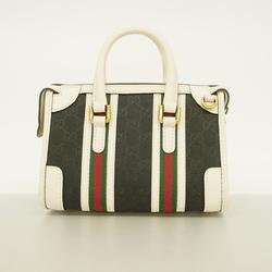 Gucci Handbag Sherry Line 215771 Canvas Leather Black White Women's